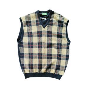 Vtg Peter Scott Scotland Lambswool Sweater Vest L Plaid Academia Perry Golf